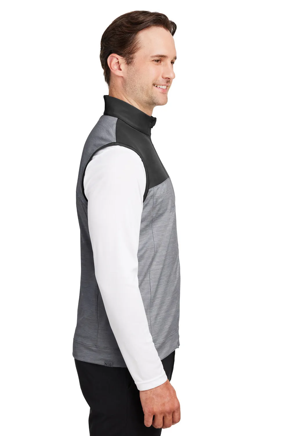 Puma Mens Cloudspun Moisture Wicking Colorblock Full Zip Vest - Black/Quiet Shade Grey  Choose your new Clothing Puma