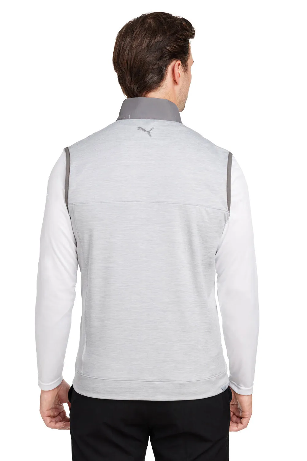 Puma Mens Cloudspun Moisture Wicking Colorblock Full Zip Vest - Quiet Shade Grey/Heather High Rise Grey  Choose your new Clothing Puma