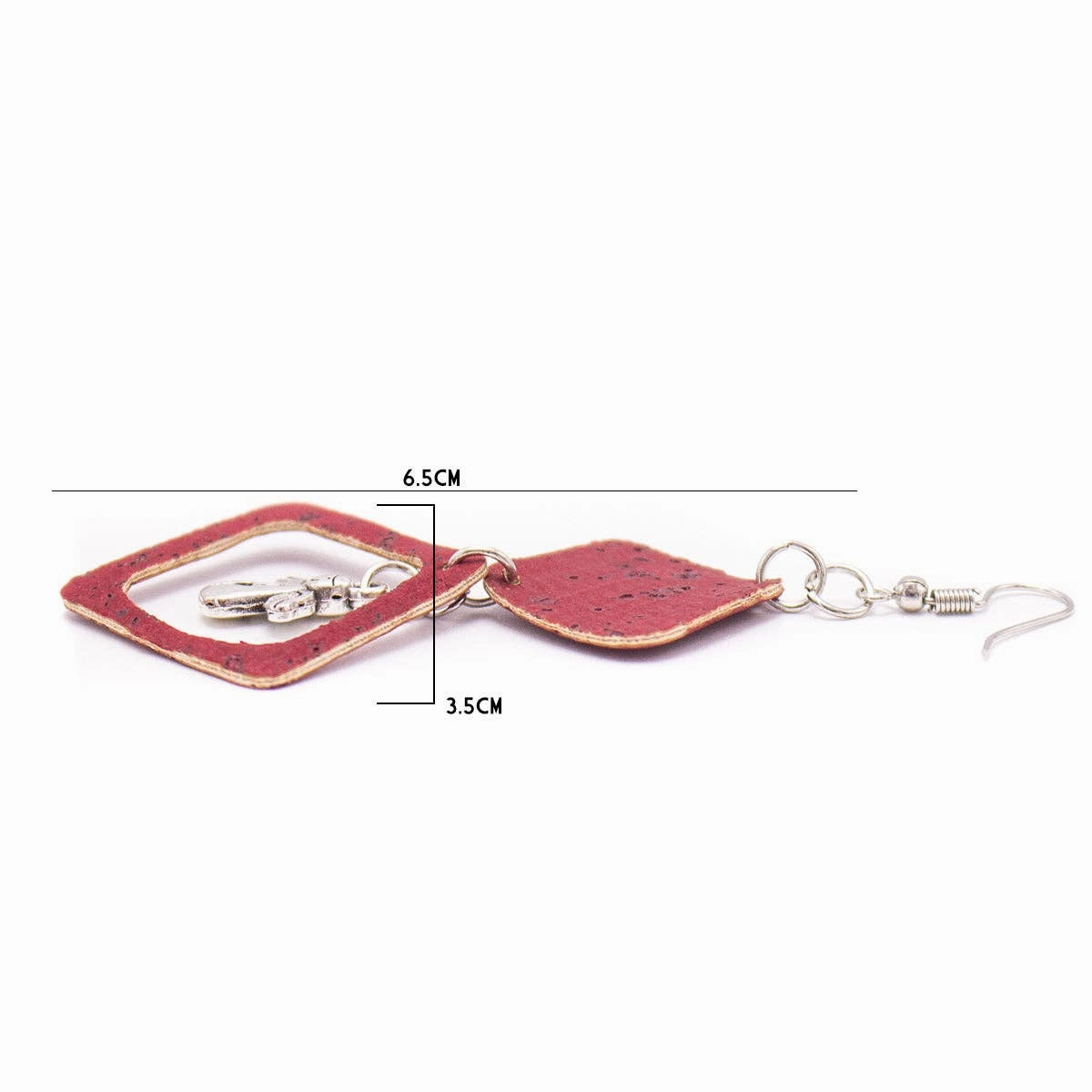 Red  cork fabric Shapes for Earrings, Original handmade ladies earrings-ER-117-5
