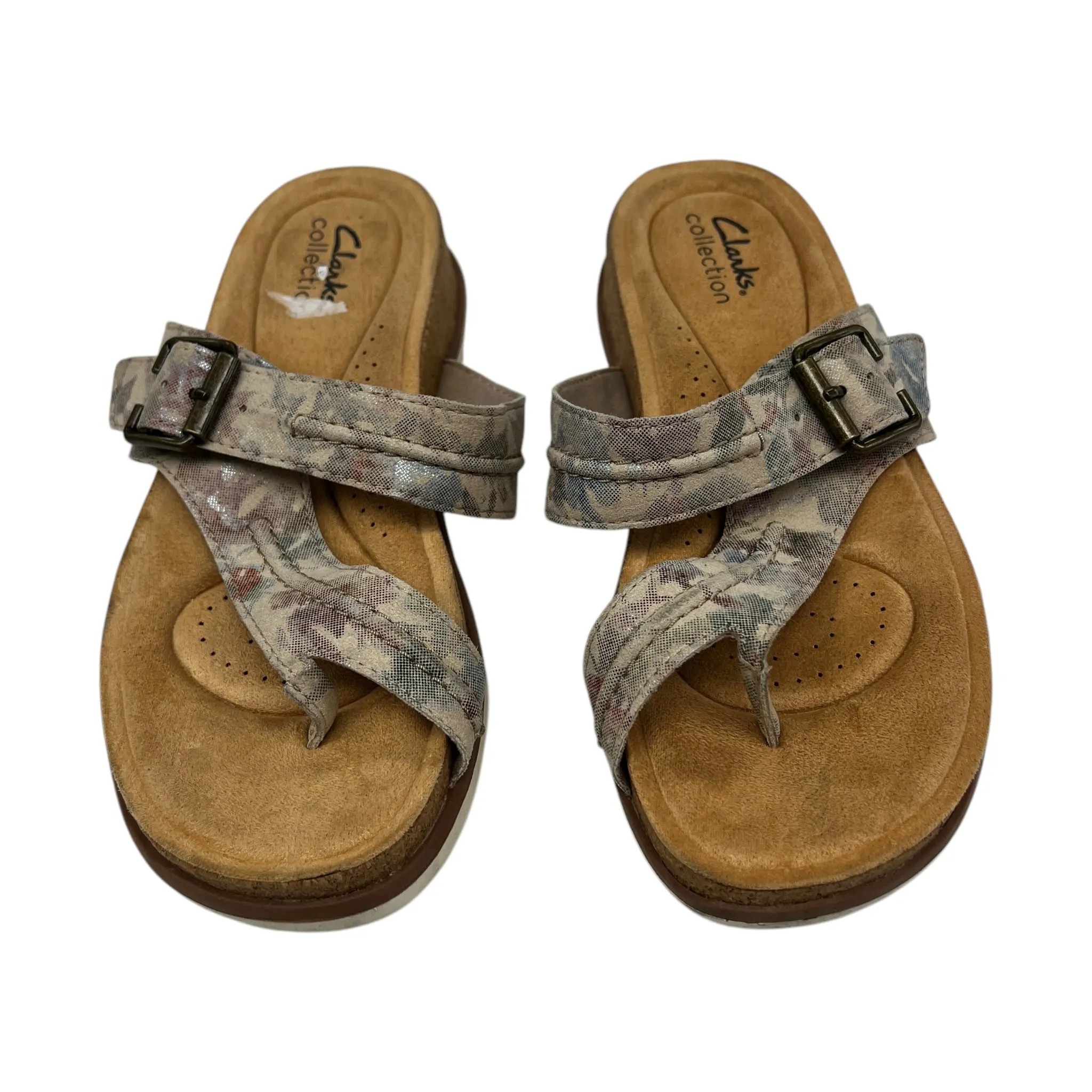 Sandals Flip Flops By Clarks In Tan, Size:7.5 clarks