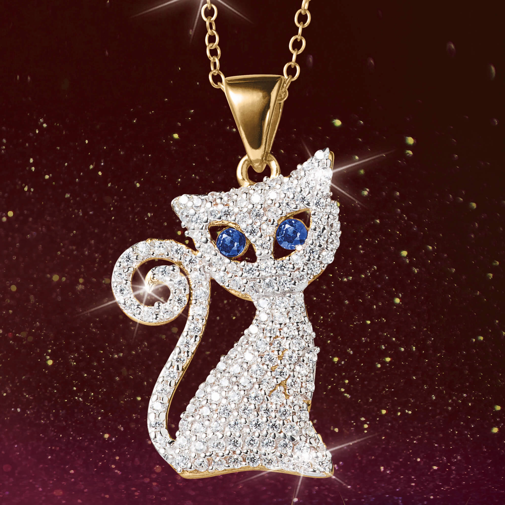 Sapphire Alley Cat Pendant