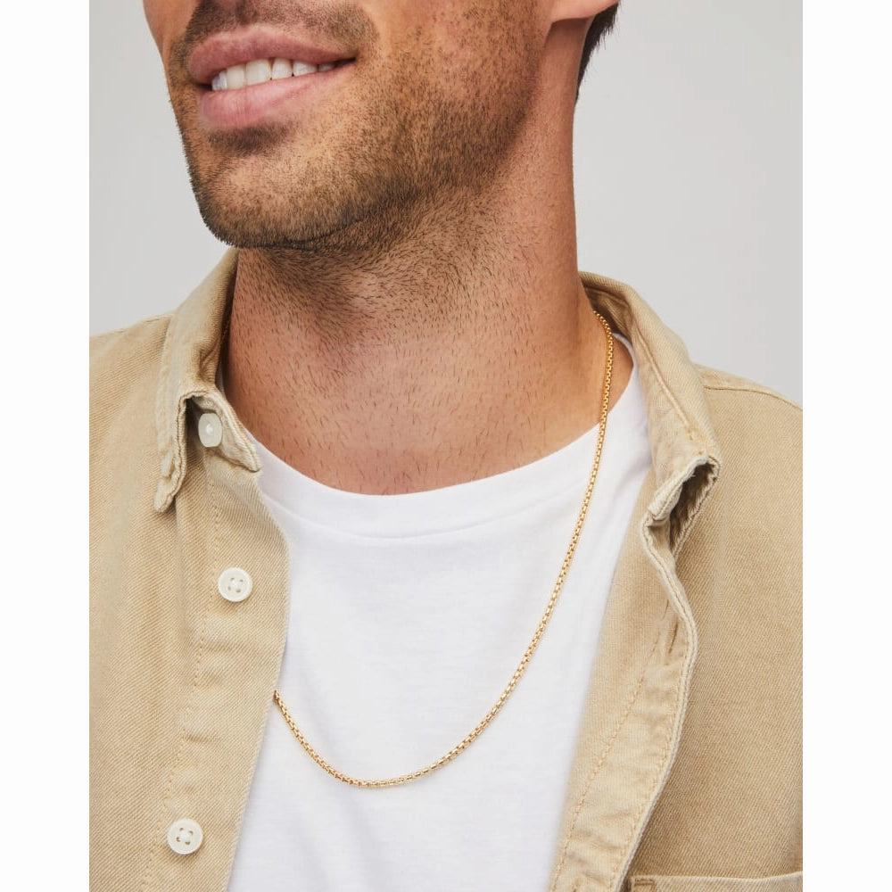 Scott Bros. Beck Thin Round Box Chain Necklace in 18k Gold Vermeil