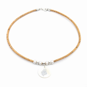 Shell heart Pendant- handmade women's cork necklace N-170-C
