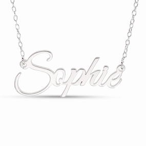 Signature Sterling Silver Personalised Name Necklace Pendant On 16inches Chain