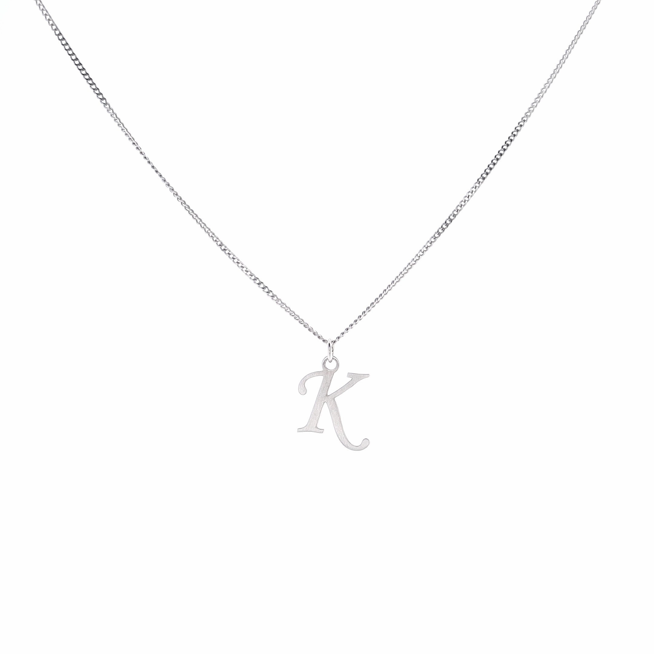 Smyth Jewelers Sterling Silver Brushed Initial Cutout Pendant - Uppercase Script Letters