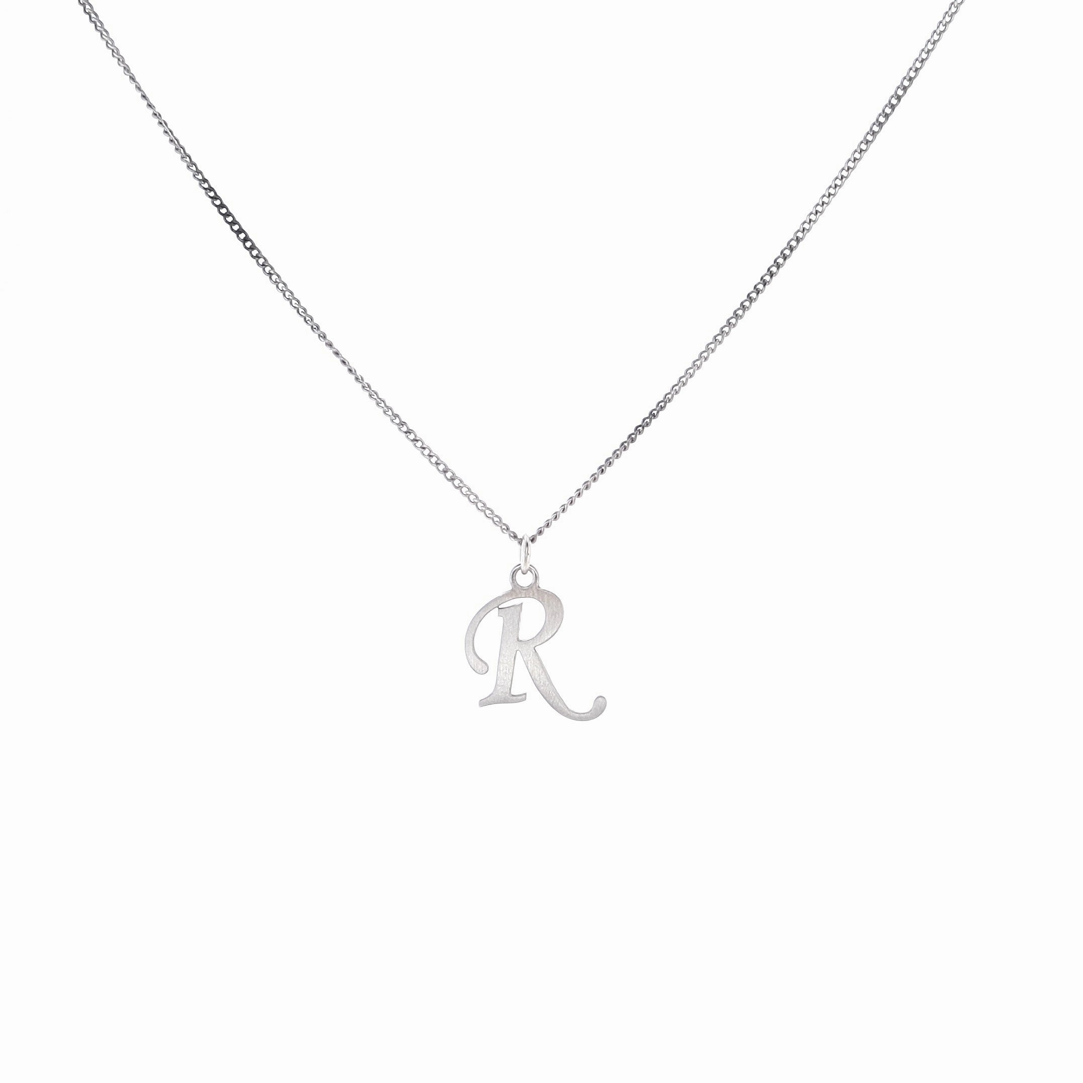 Smyth Jewelers Sterling Silver Brushed Initial Cutout Pendant - Uppercase Script Letters