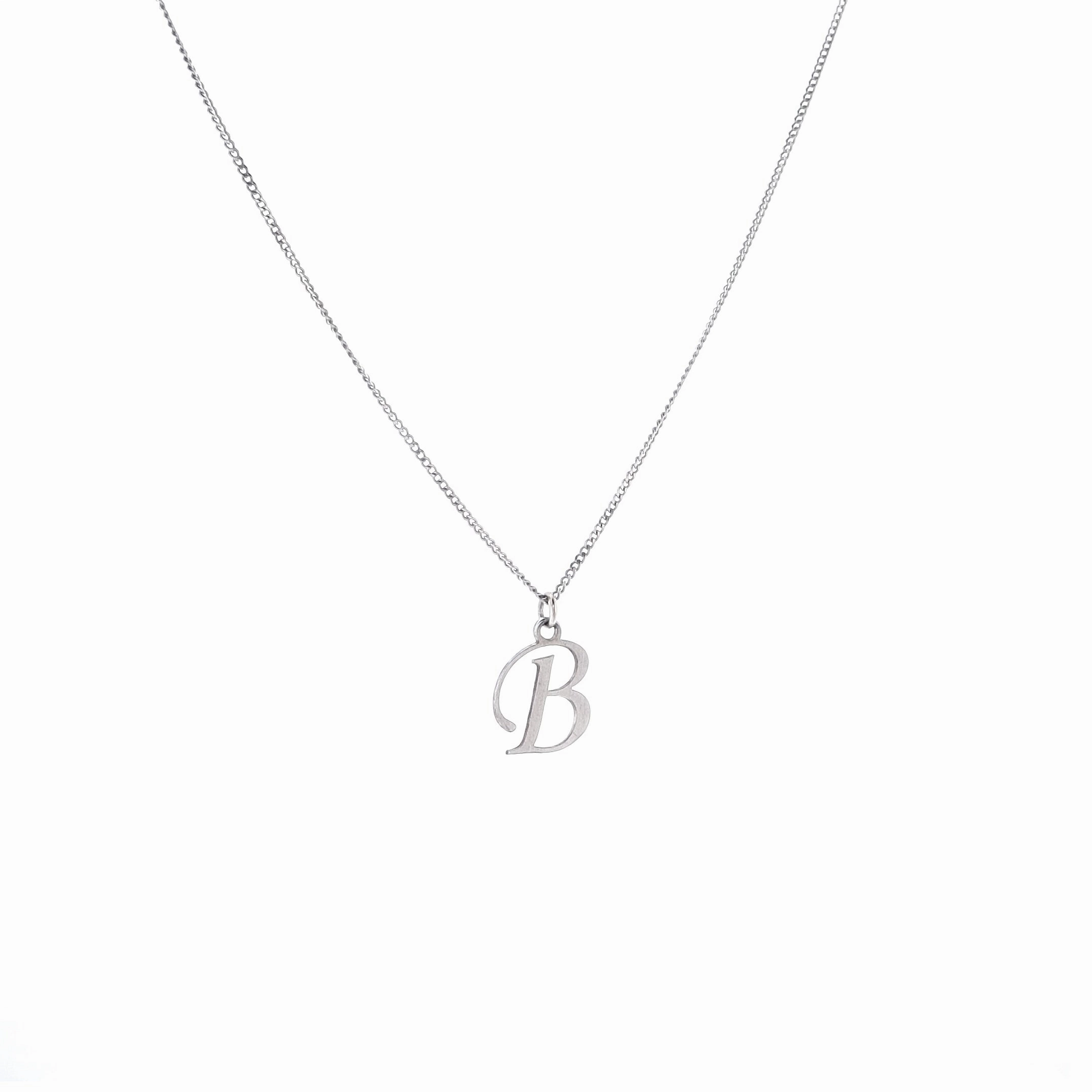 Smyth Jewelers Sterling Silver Brushed Initial Cutout Pendant - Uppercase Script Letters
