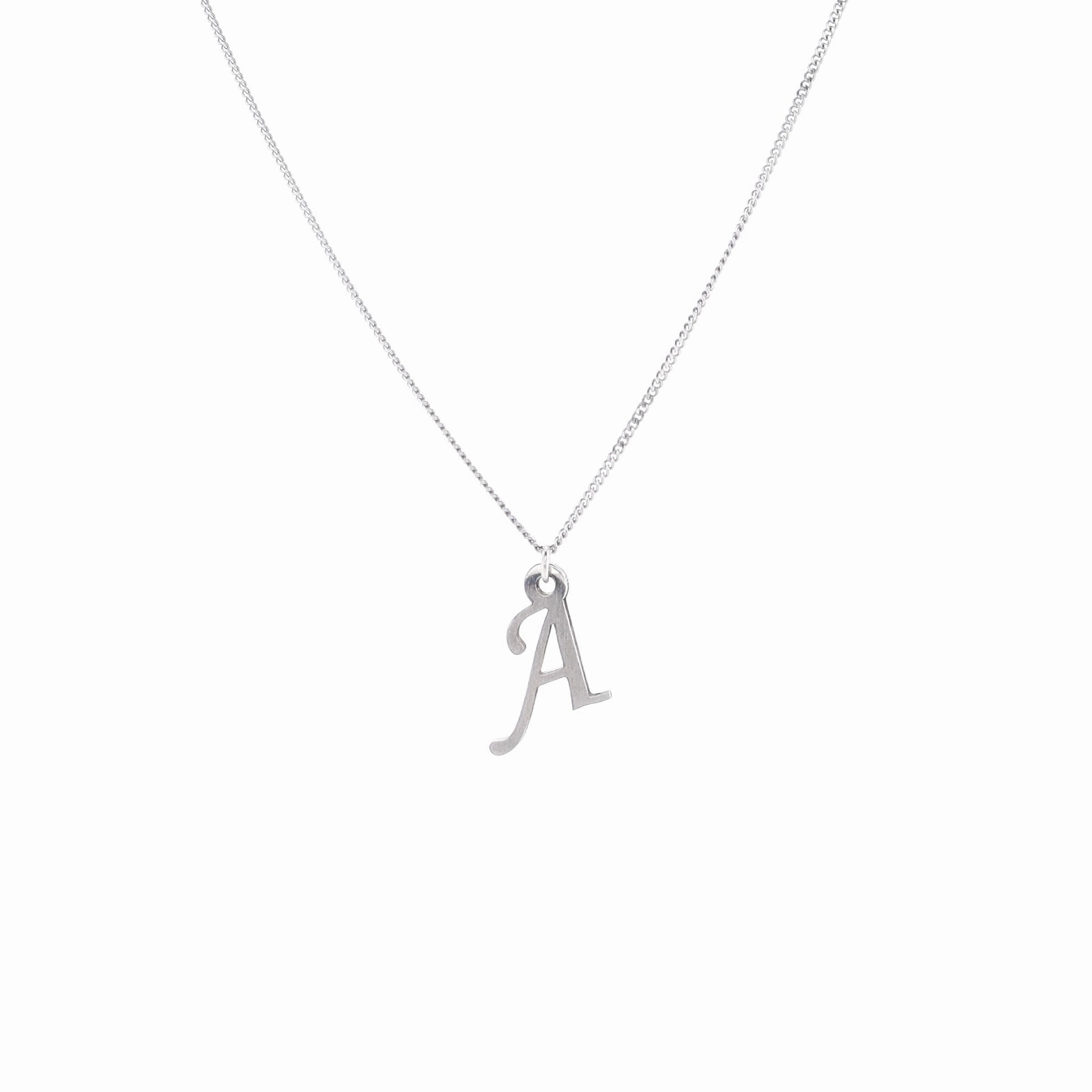 Smyth Jewelers Sterling Silver Brushed Initial Cutout Pendant - Uppercase Script Letters