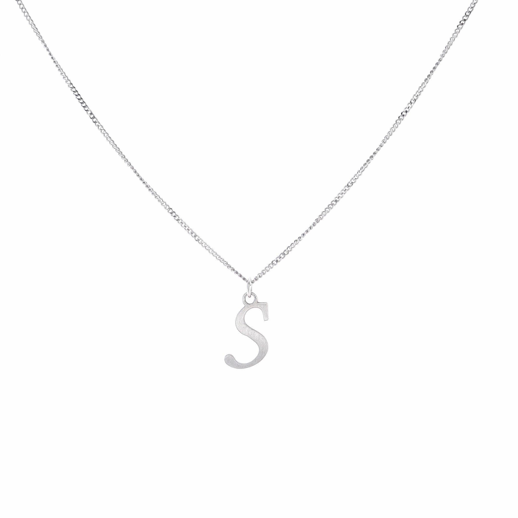 Smyth Jewelers Sterling Silver Brushed Initial Cutout Pendant - Uppercase Script Letters