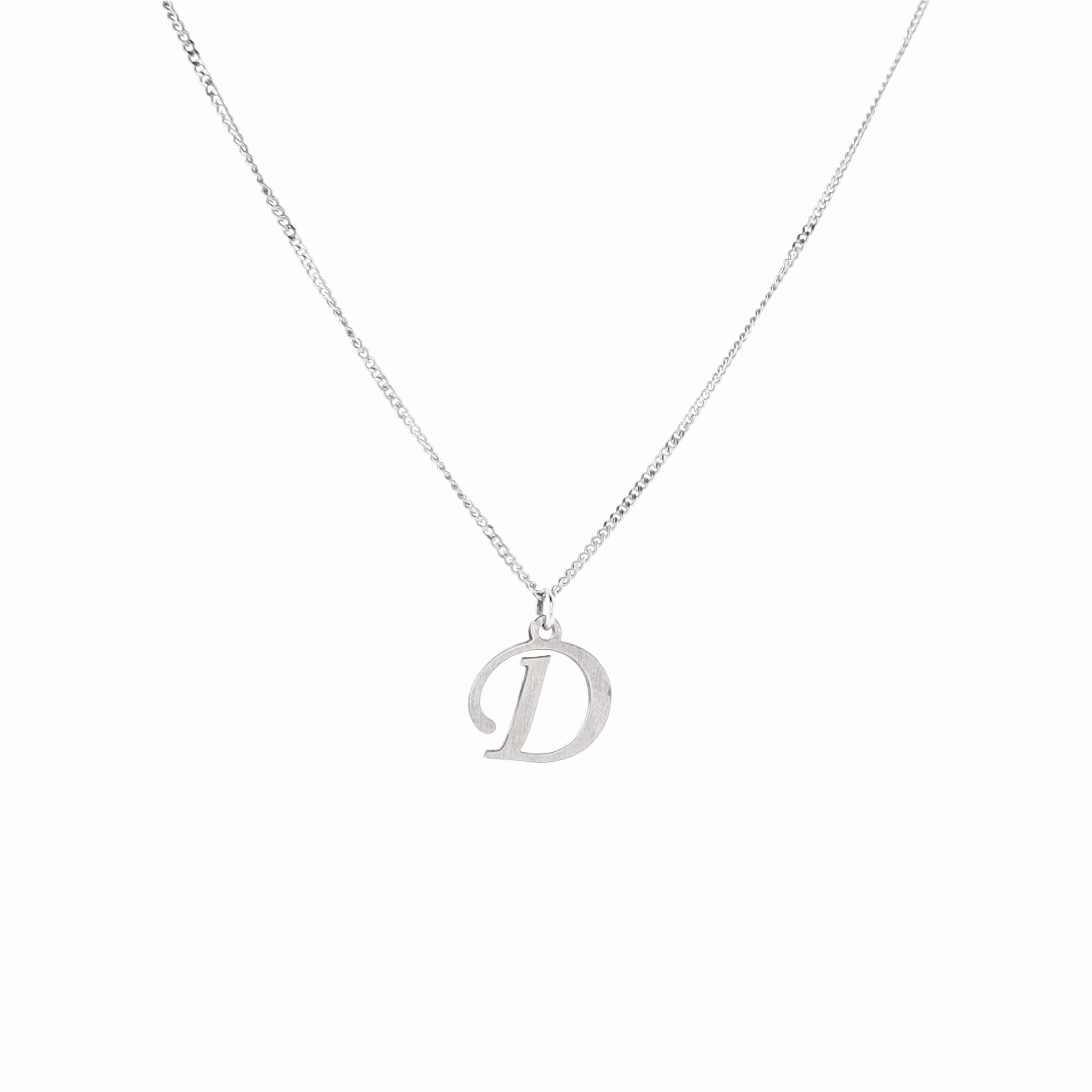 Smyth Jewelers Sterling Silver Brushed Initial Cutout Pendant - Uppercase Script Letters