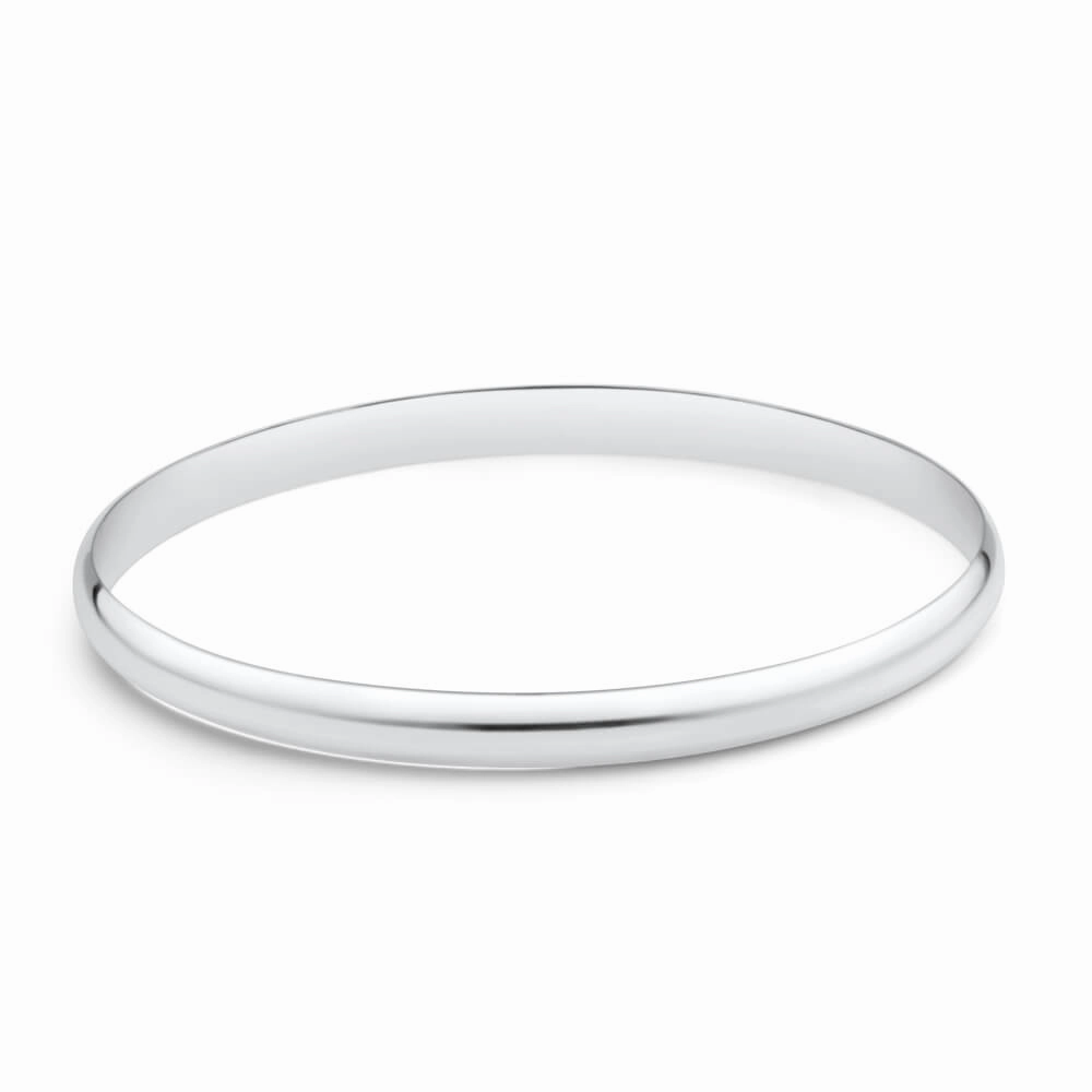Solid Sterling Silver Plain 6mm Golf 70mm Bangle