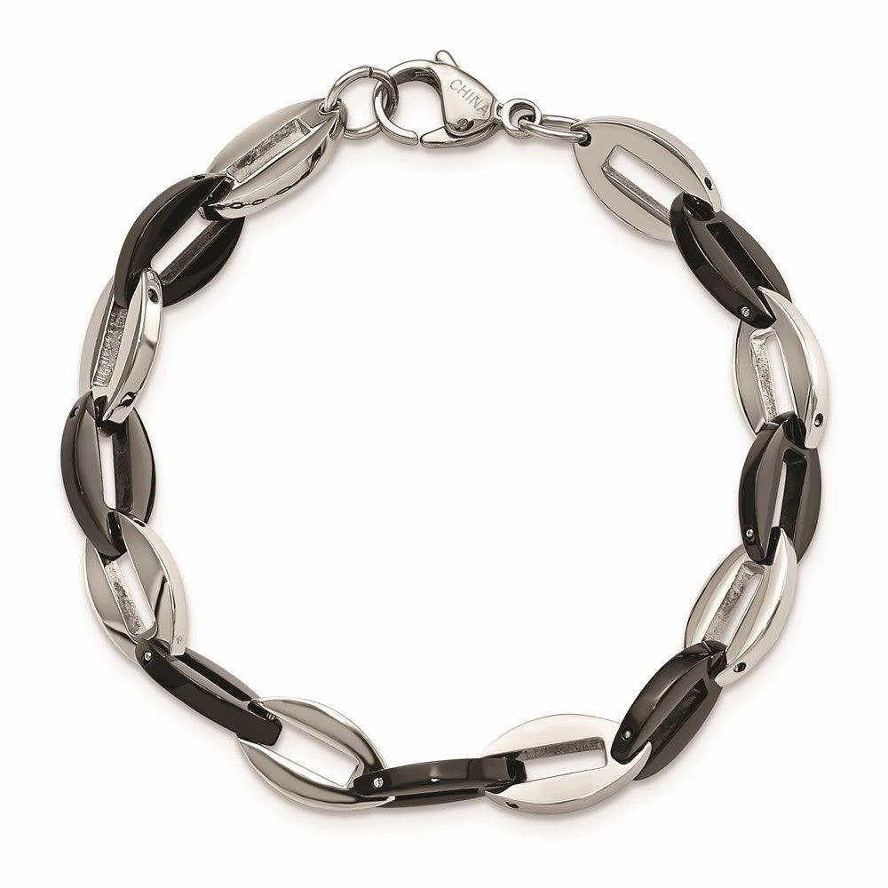 Stainless Steel Black IP plated Fancy 7.5in Bracelet