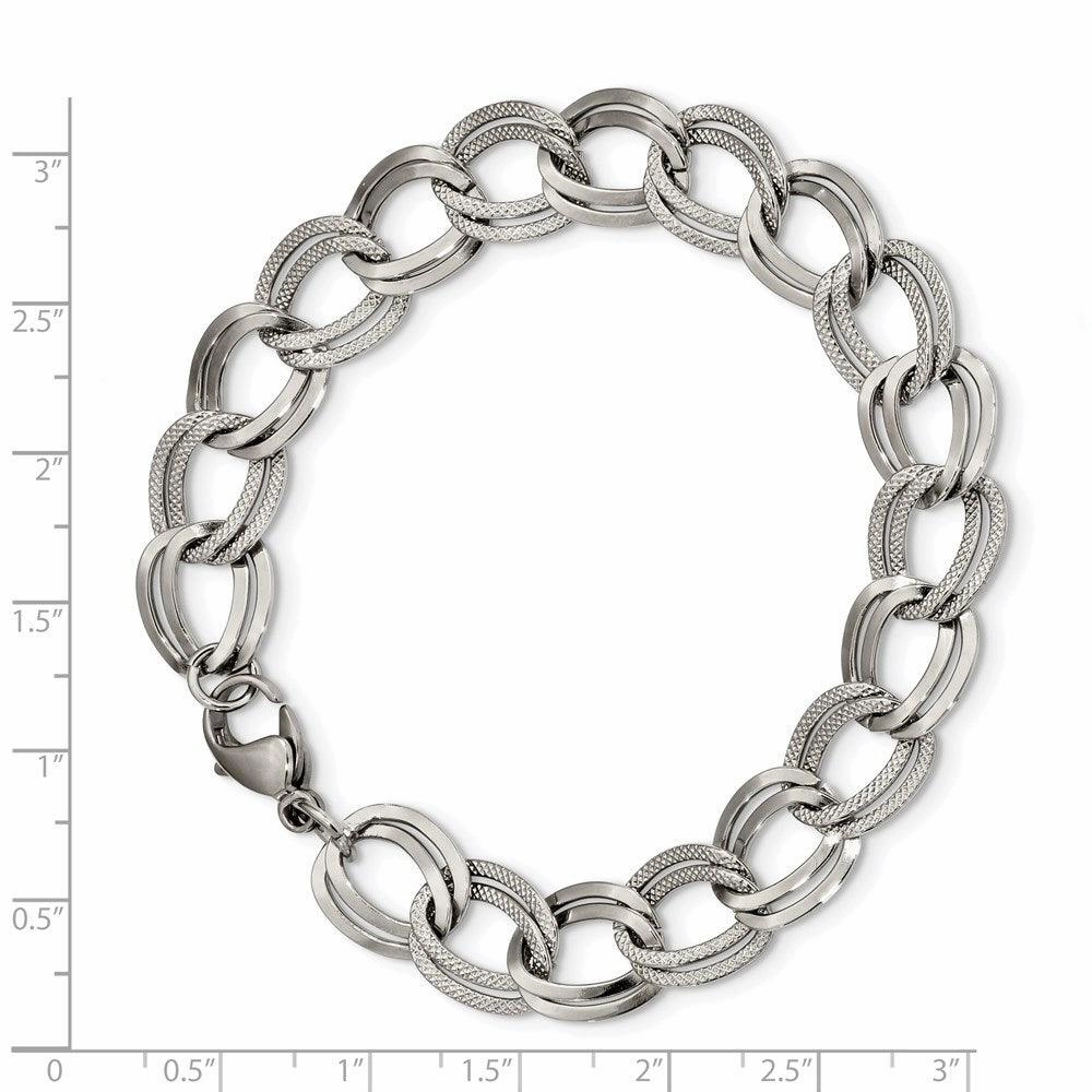 Stainless Steel Polished and Textured 8 inch Link Bracelet