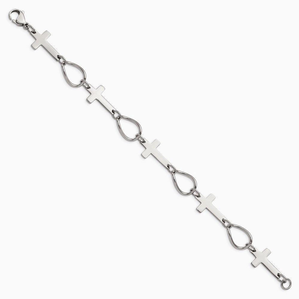 Stainless Steel Polished Cross Bracelet