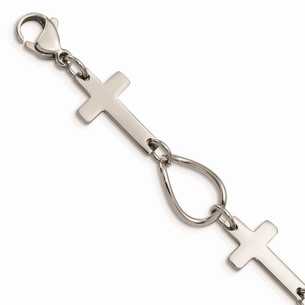 Stainless Steel Polished Cross Bracelet