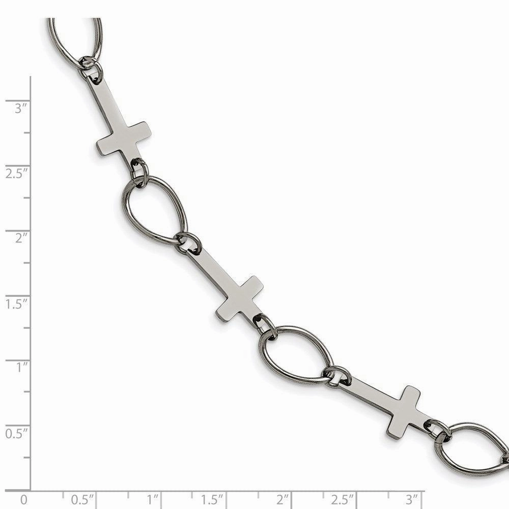 Stainless Steel Polished Cross Bracelet