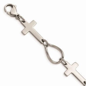 Stainless Steel Polished Cross Bracelet