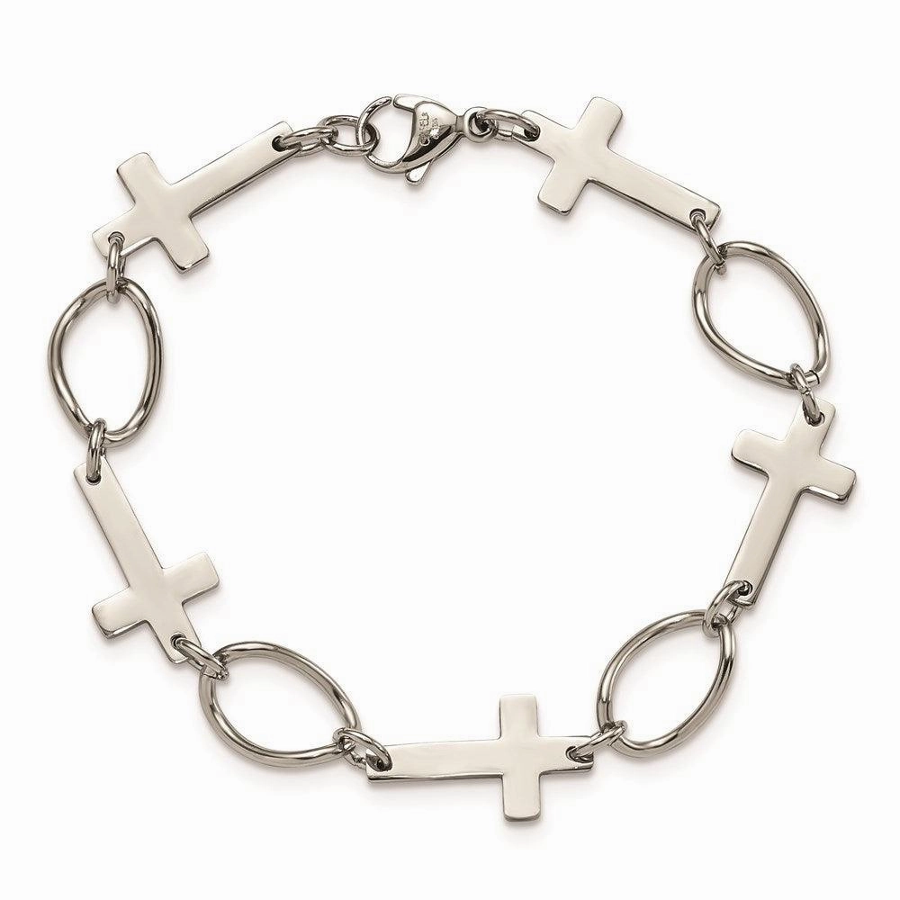 Stainless Steel Polished Cross Bracelet