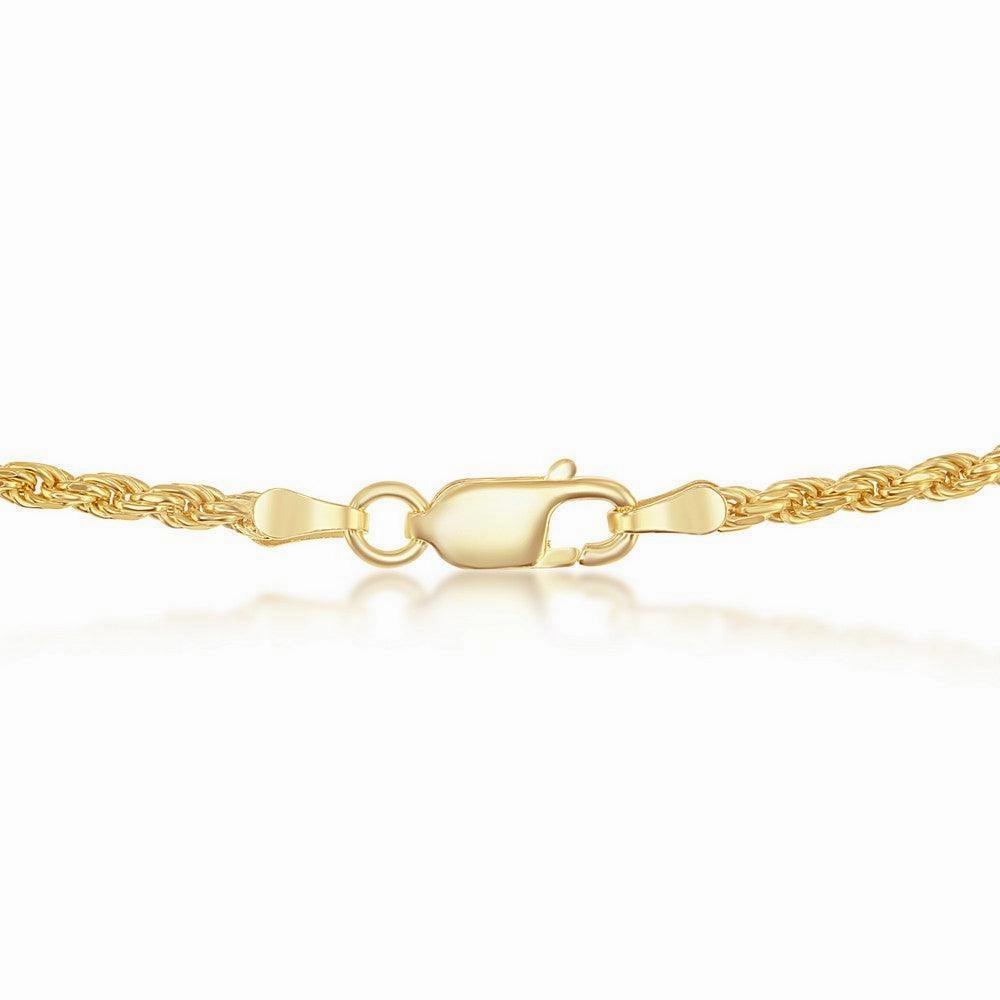 Sterling Silver 1.5mm Rope Chain - Gold Plated
