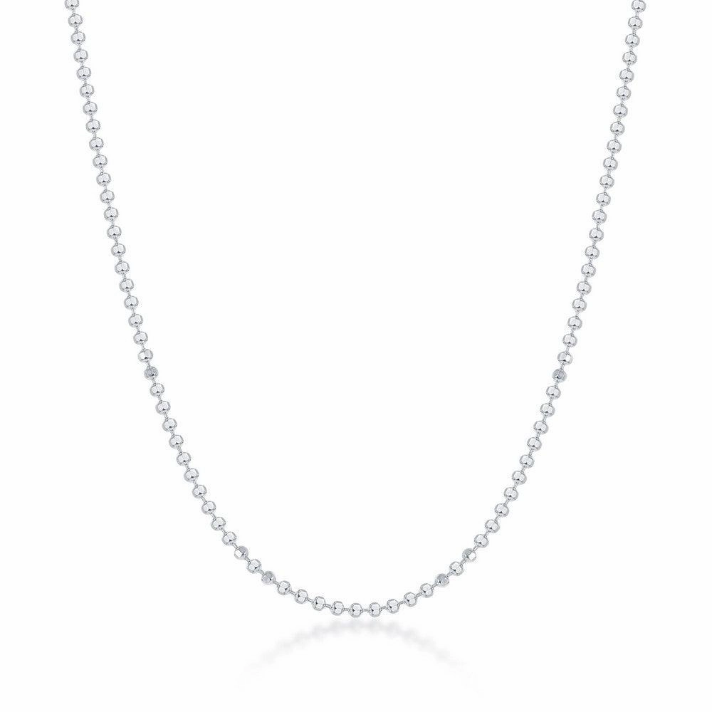 Sterling Silver 1.8mm Diamond Cut Bead Chain - Silver Plated