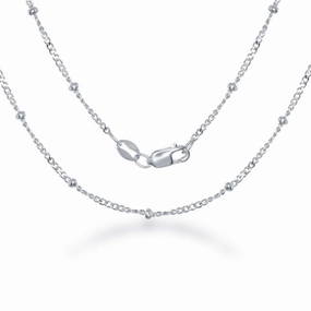 Sterling Silver 2.3mm Diamond Cut Cuban with Beads Chain, 18"