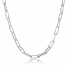 Sterling Silver 3.2mm Paper Clip Chain, 20"