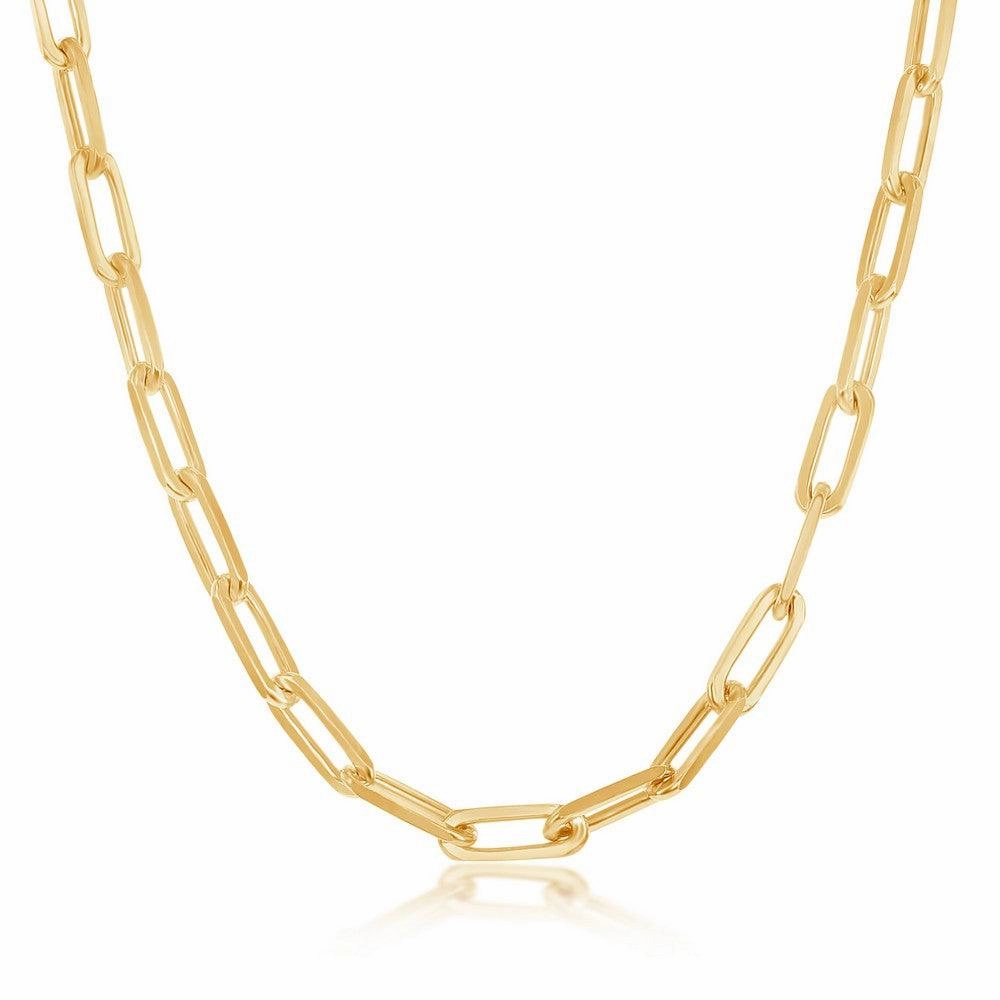 Sterling Silver 3.2mm Paper Clip Chain - Gold Plated