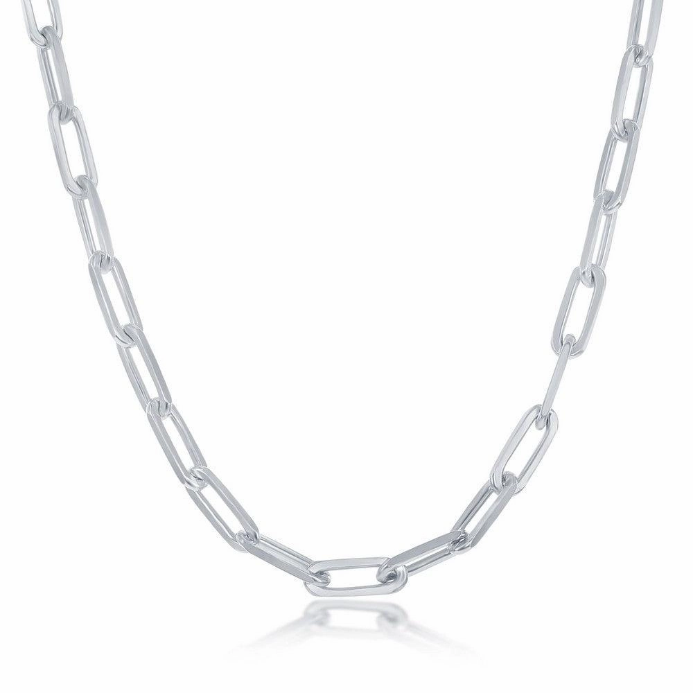 Sterling Silver 3.2mm Paper Clip Chain - Rhodium Plated