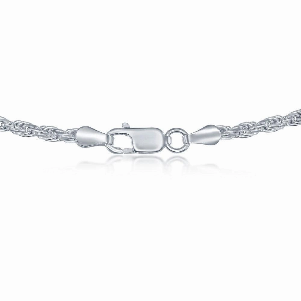Sterling Silver 3.3mm Rope Chain - Silver Plated