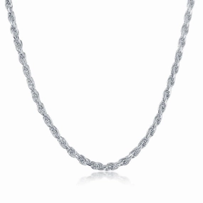 Sterling Silver 3.3mm Rope Chain - Silver Plated