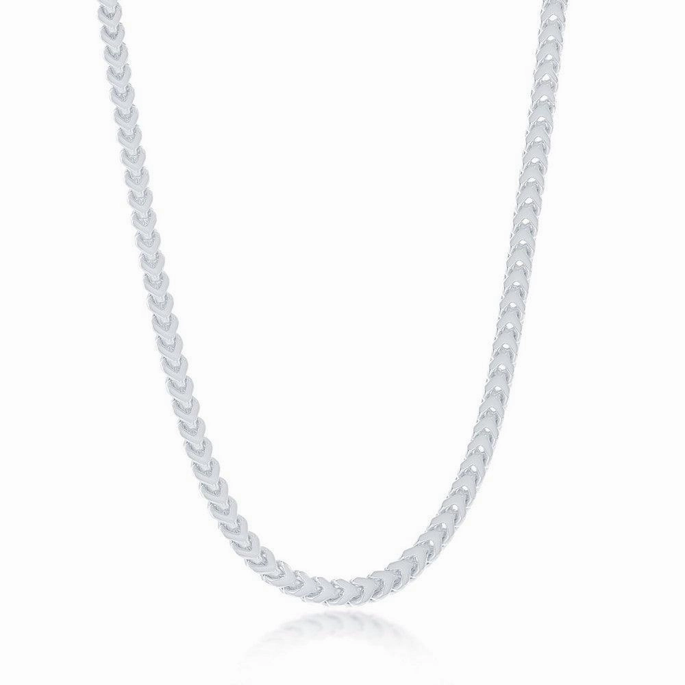 Sterling Silver 3mm Franco Chain (100 Gauge) - Rhodium Plated
