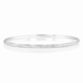 Sterling Silver 3mm Patterned 65mm Bangle