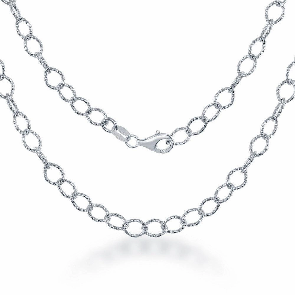 Sterling Silver 4.8mm Diamond Cut Rolo Link Chain, 24"
