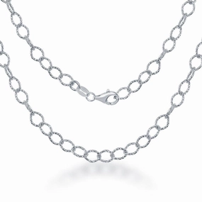 Sterling Silver 4.8mm Diamond Cut Rolo Link Chain, 30"