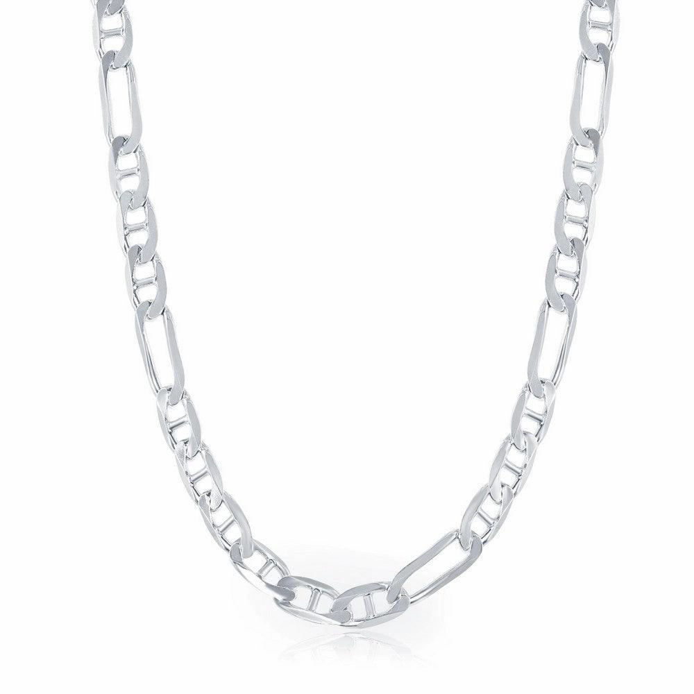 Sterling Silver 6mm Figaro Gucci Chain, 22"