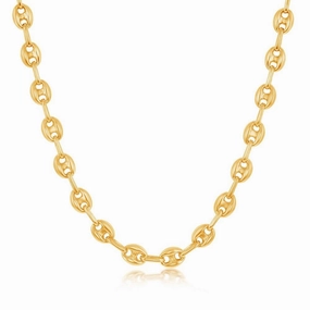 Sterling Silver 6mm Puffed Marina Chain - Gold Plated