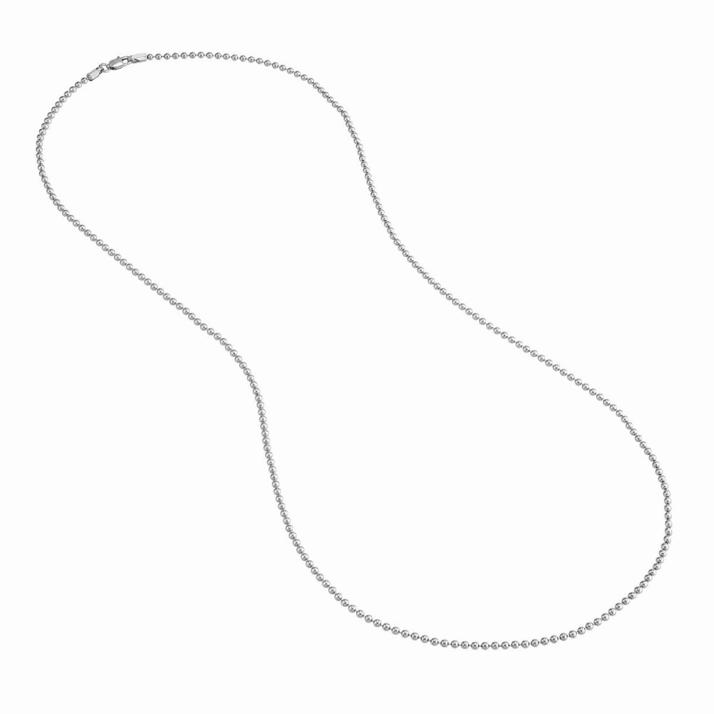 Sterling Silver Beaded Chain, 24"