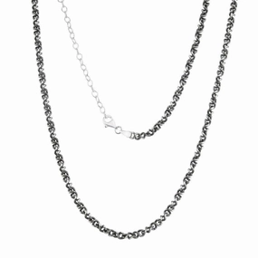 Sterling Silver Black Rhodium Infinity Chain, 7"