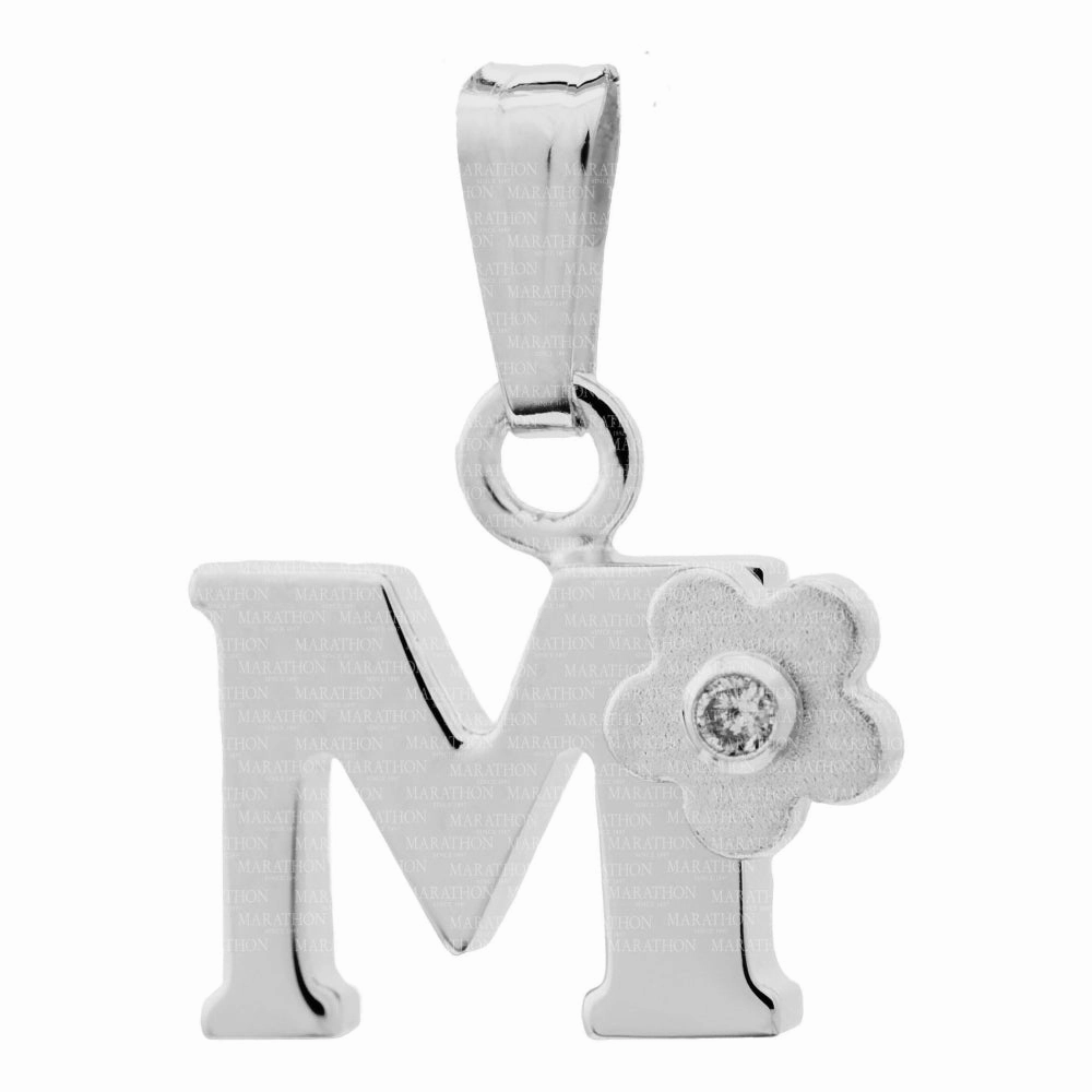 Sterling Silver Children's Initial "M" Pendant Necklace