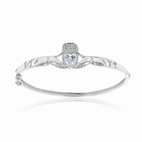 Sterling Silver Claddagh Hinged Baby Bangle