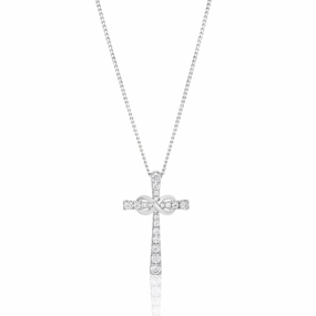 Sterling Silver Cubic Zirconia Cross & Infinity Pendant