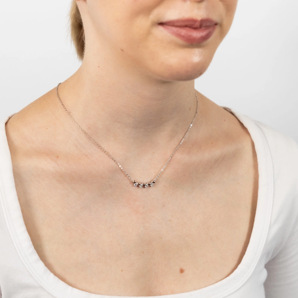 Sterling Silver Cubic Zirconia Fancy Pendant On 40 5cm Chain