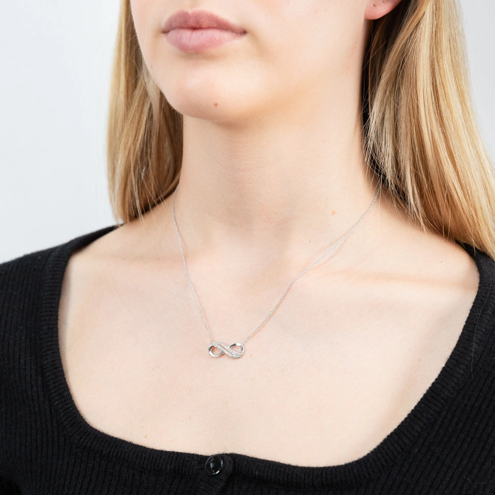 Sterling Silver Cubic Zirconia Infinity Pendant With 45cm Chain