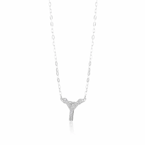Sterling Silver Cubic Zirconia Inital "Y" Pendant On 39 3cm Chain