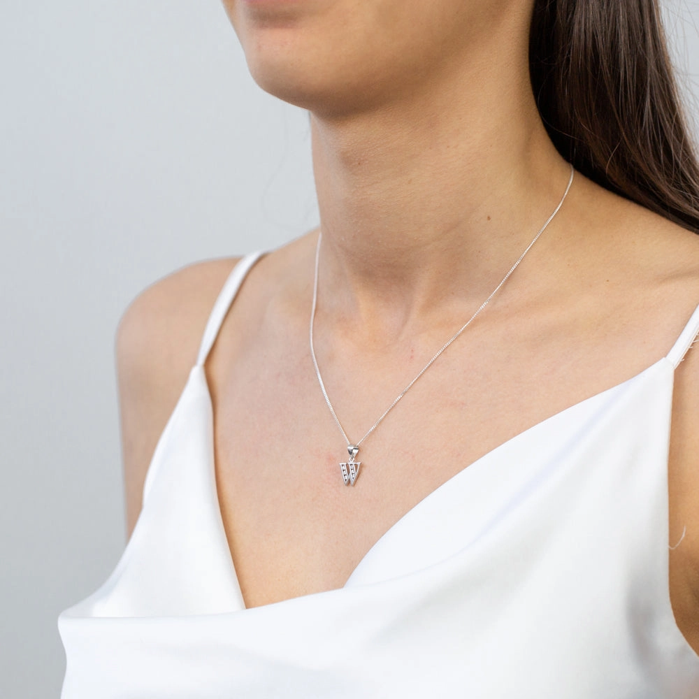 Sterling Silver Cubic Zirconia Initial "W" Pendant