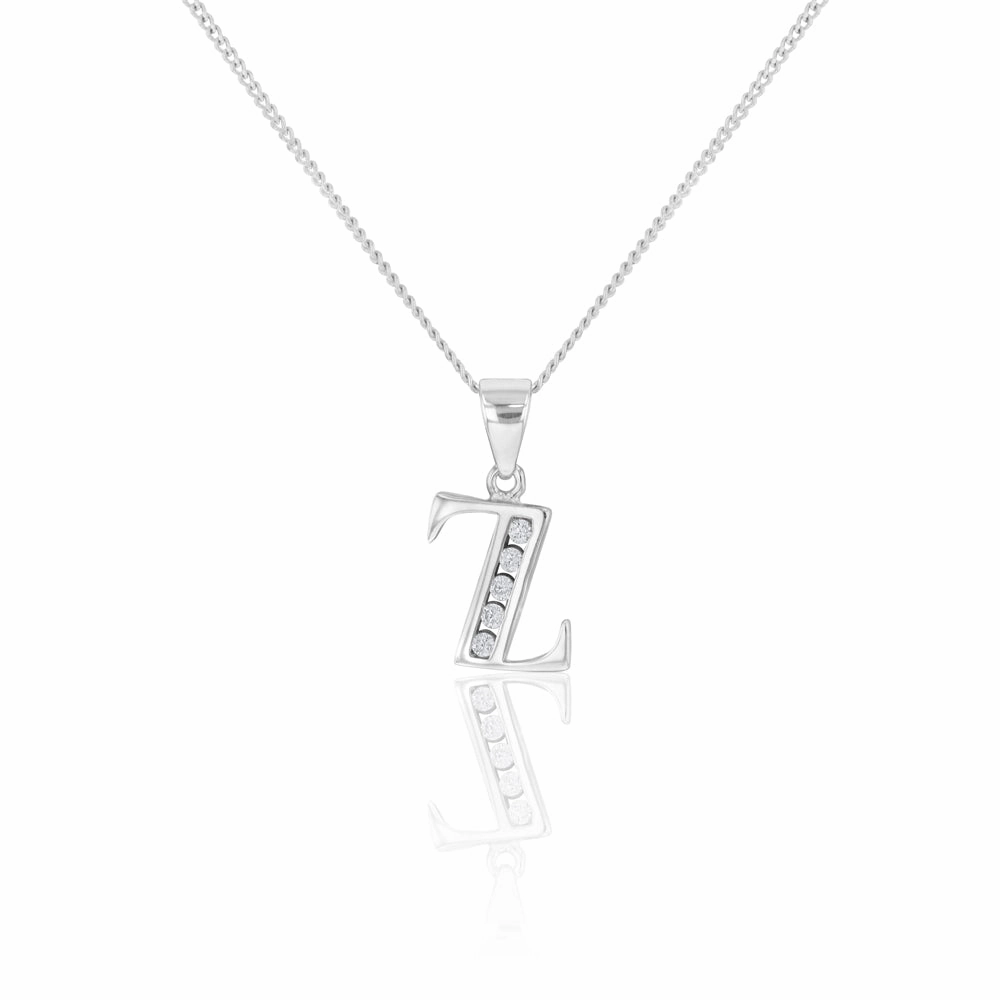 Sterling Silver Cubic Zirconia Initial "Z" Pendant