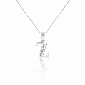 Sterling Silver Cubic Zirconia Initial "Z" Pendant