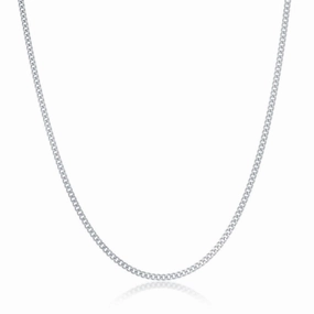 Sterling Silver Curb 050 Chain - Rhodium Plated