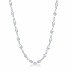 Sterling Silver Curb and Diamond-Cut Disc Chain, 16"