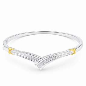 Sterling Silver Diamond Bead Bangle